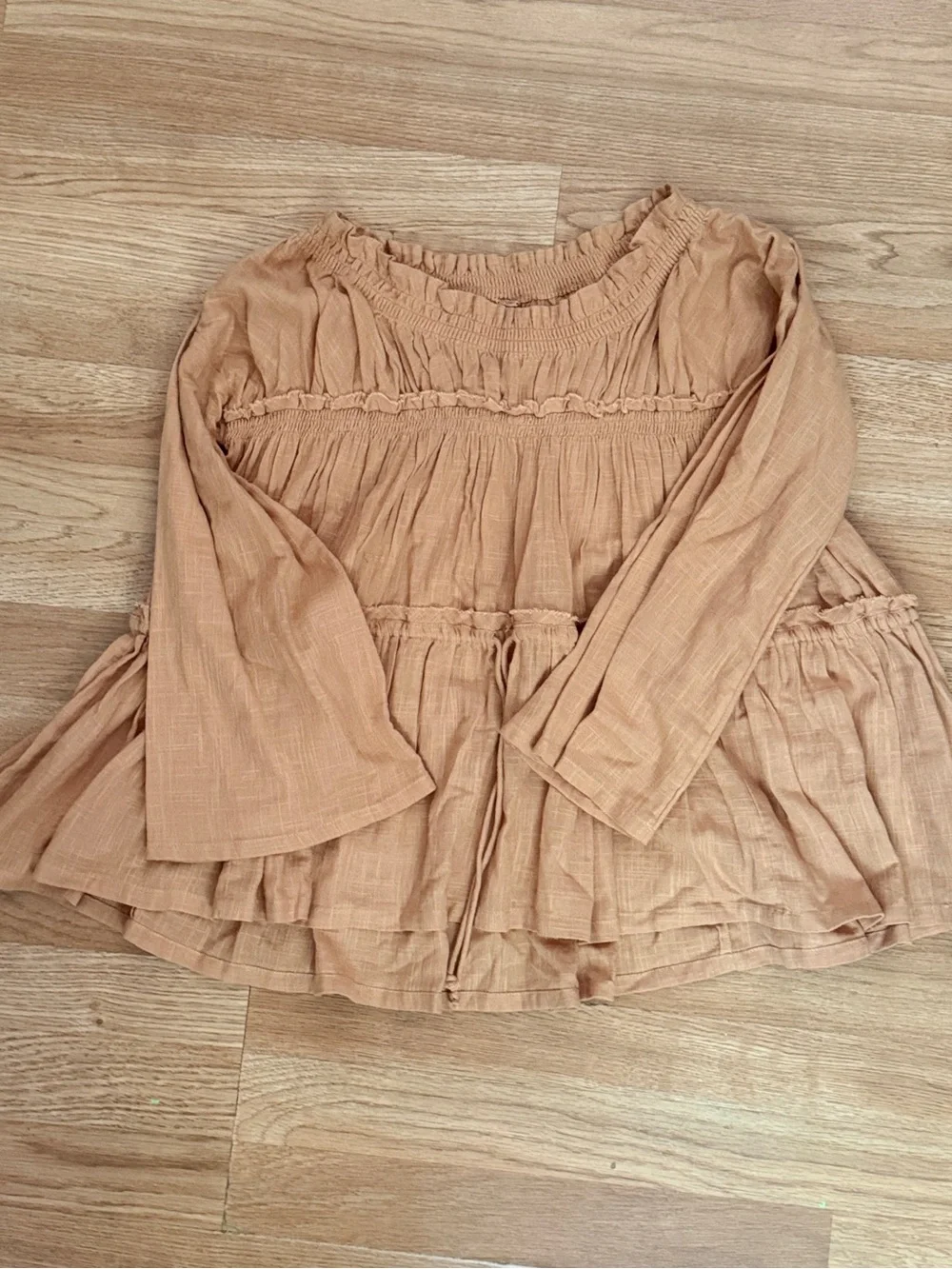 Free People Peasant Tunic Top Rustic Tan